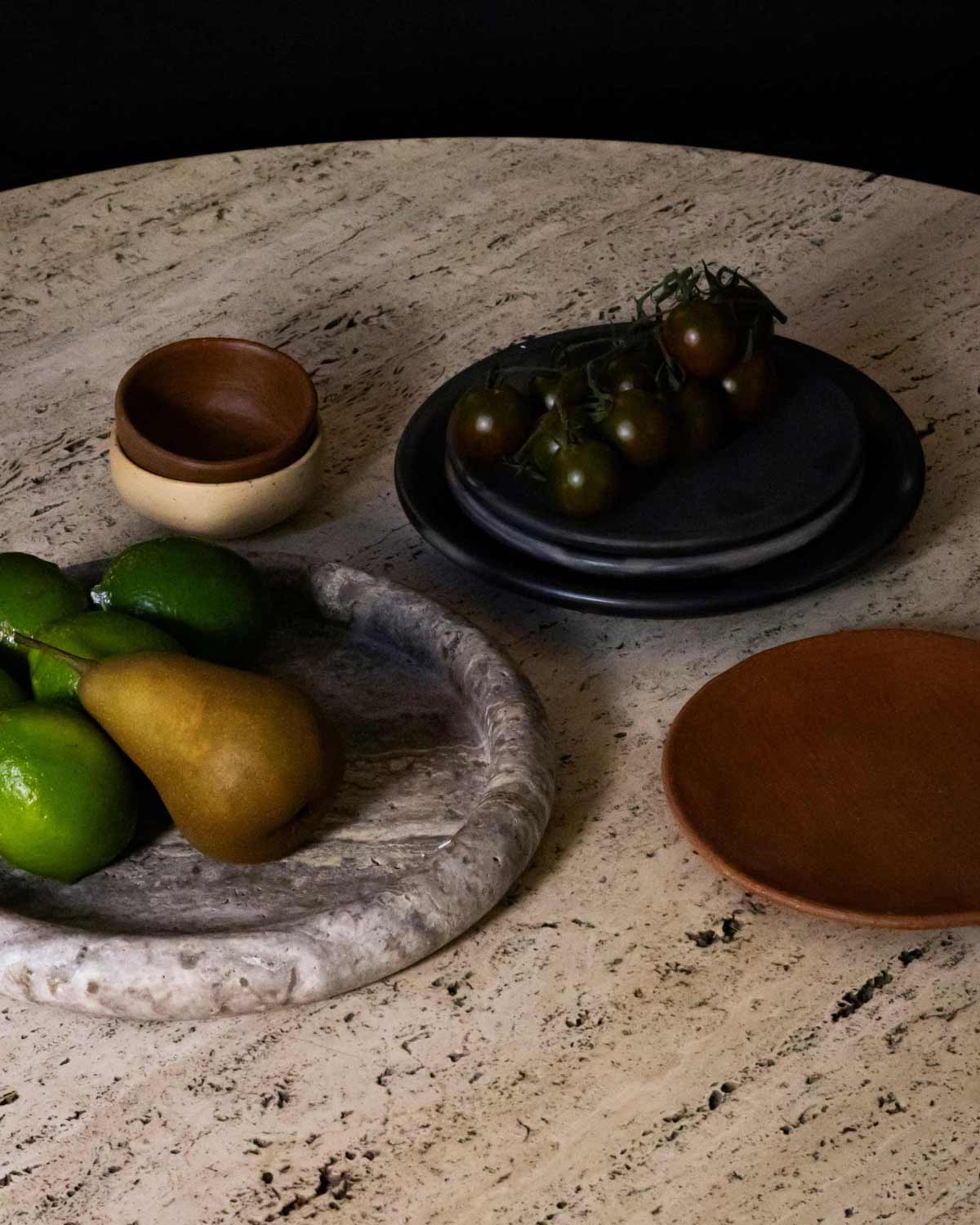 Round Travertine Tray 