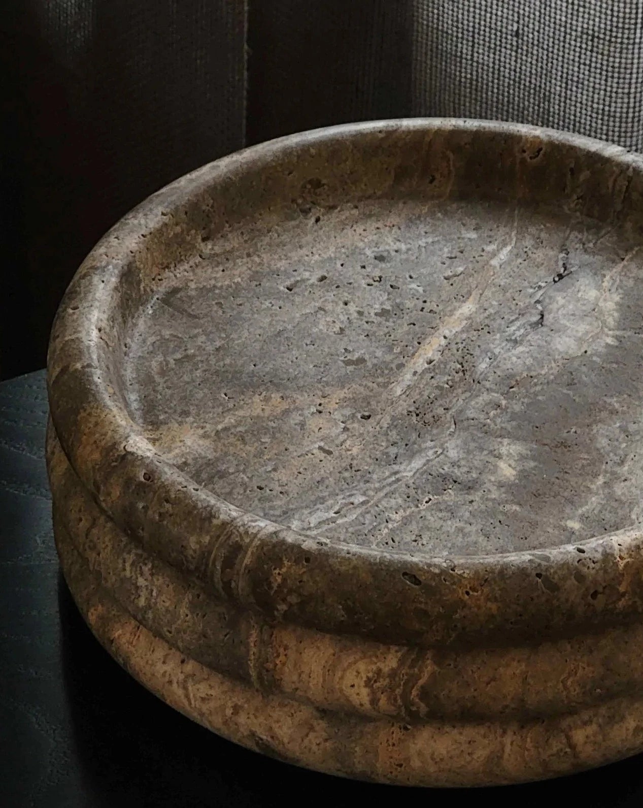 Round Travertine Tray 